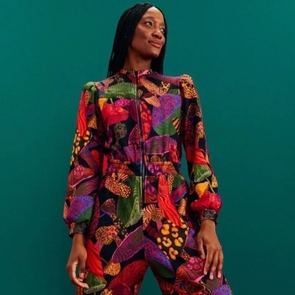 RARE Farm Rio Leopard Mushroom Jumpsuit XL